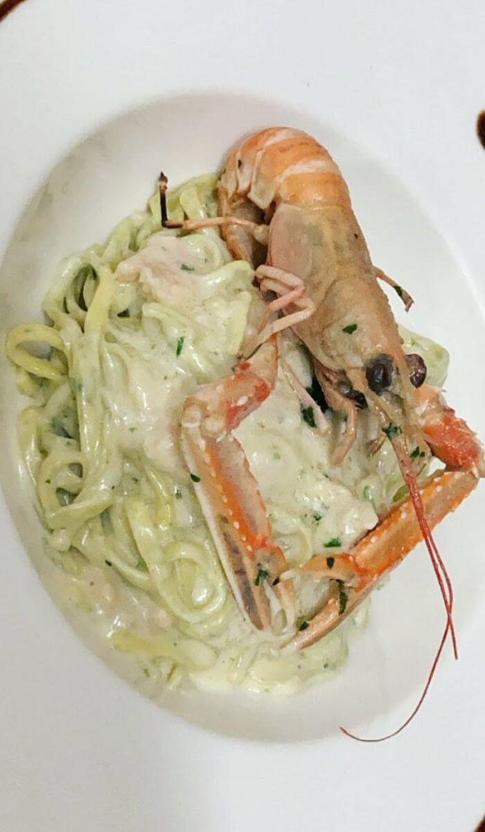 Tagliolini alla crema di scampi, prelibatezza unica sia di mare che di terra del Ristorante La Nassa - Cucina Pugliese